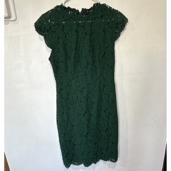 Merokeety Dresses & Skirts - MEROKEETY Women's M Green Floral Lace Sheath Knee Length Cap Sleeve Zip Dress